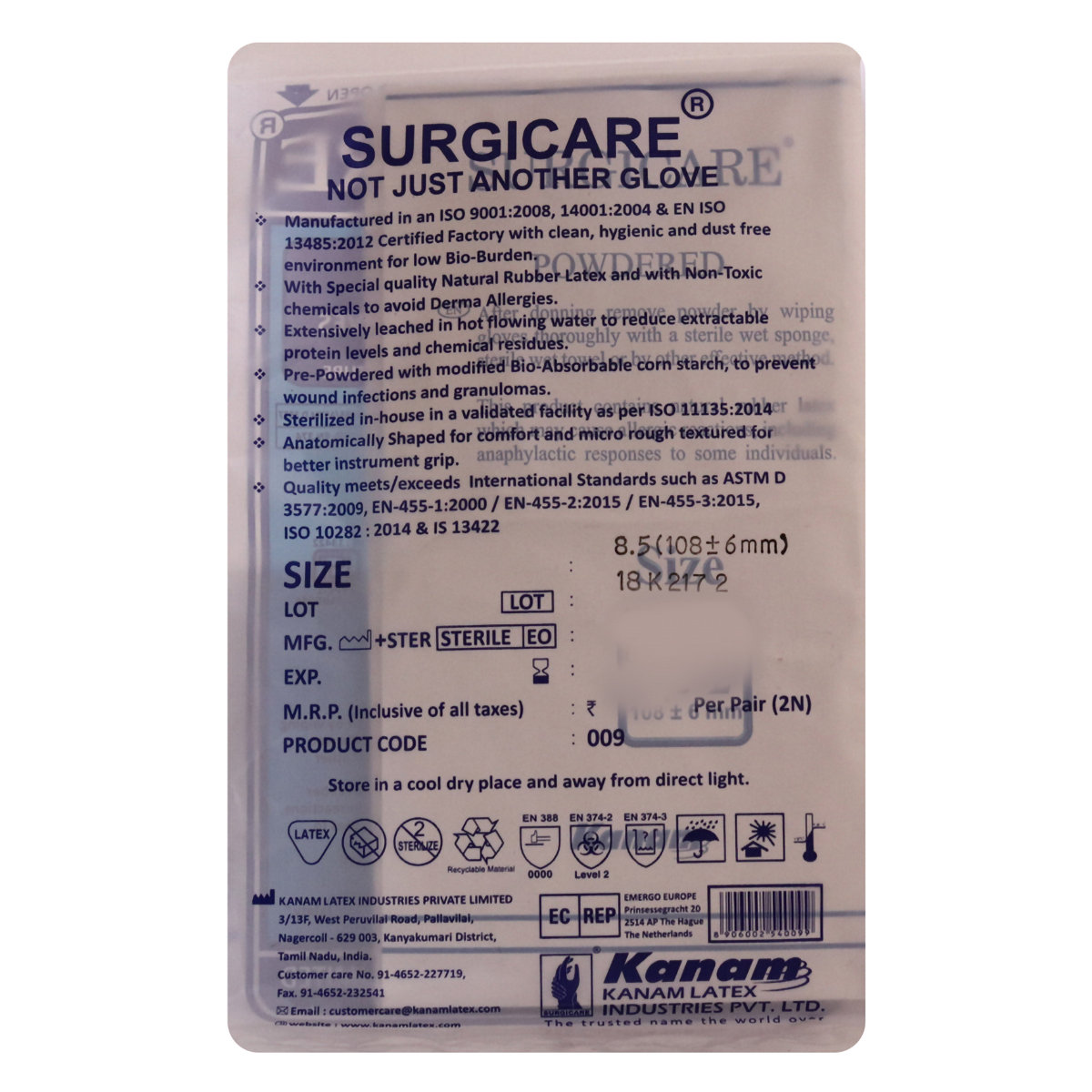 Gloves Surgicare 8.5, Pack of 1 Gloves Surgicare 8.5, Pack of 1