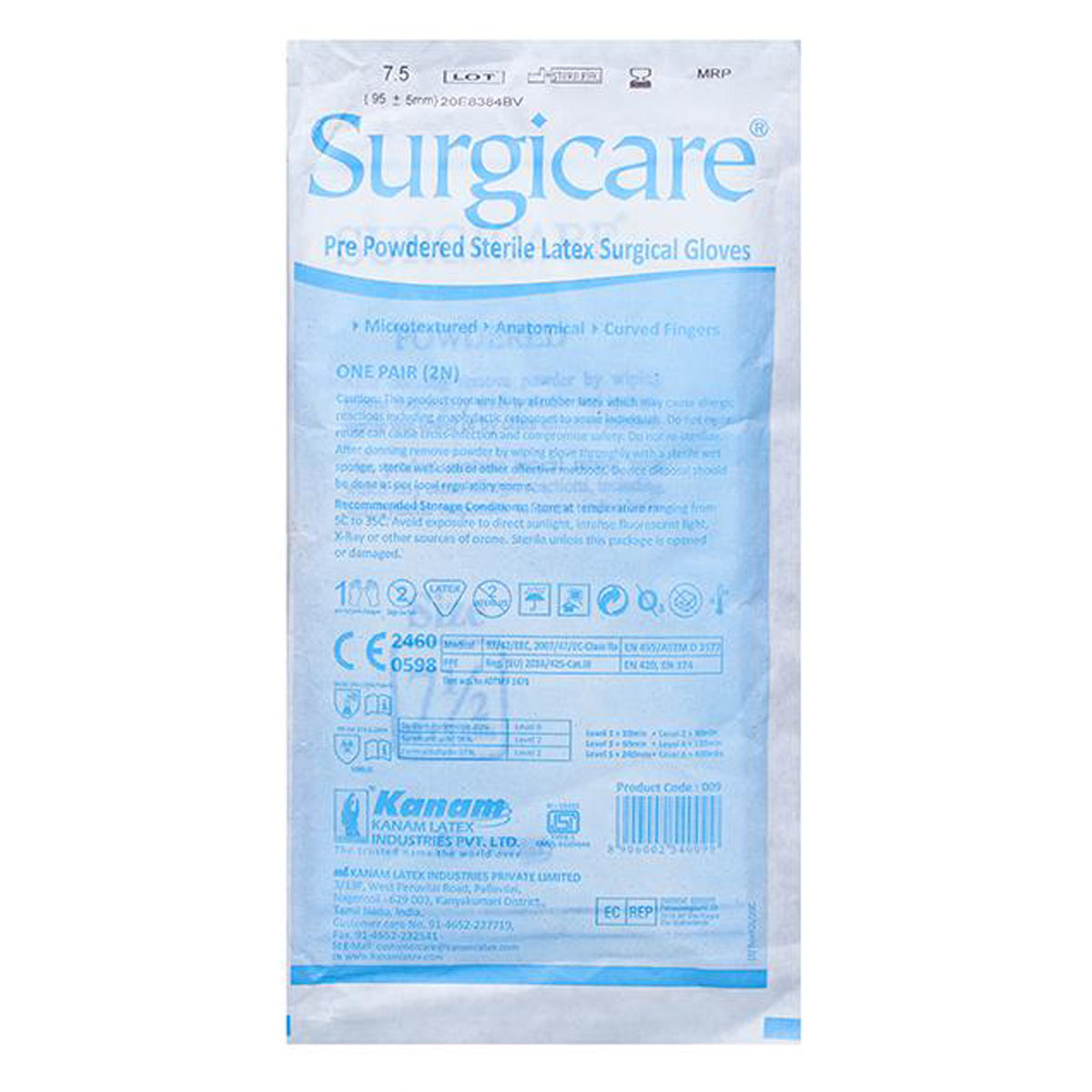 Surgicare Gloves Powder Less 7.5, 1 Count, Pack of 1 Surgicare Gloves Powder Less 7.5, 1 Count, Pack of 1