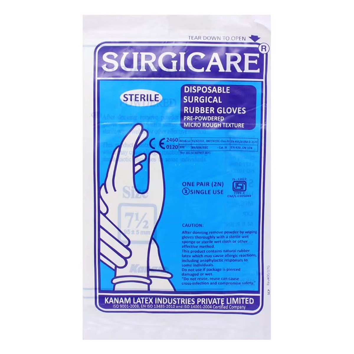 Surgicare Sterile Gloves 7.5, 1 Count, Pack of 1 Surgicare Sterile Gloves 7.5, 1 Count, Pack of 1