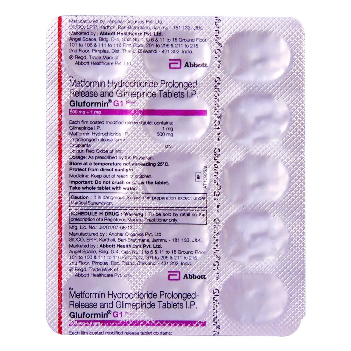 Gluformin G 1 Tablet 15's, Pack of 15 TABLETS Gluformin G 1 Tablet 15's, Pack of 15 TABLETS