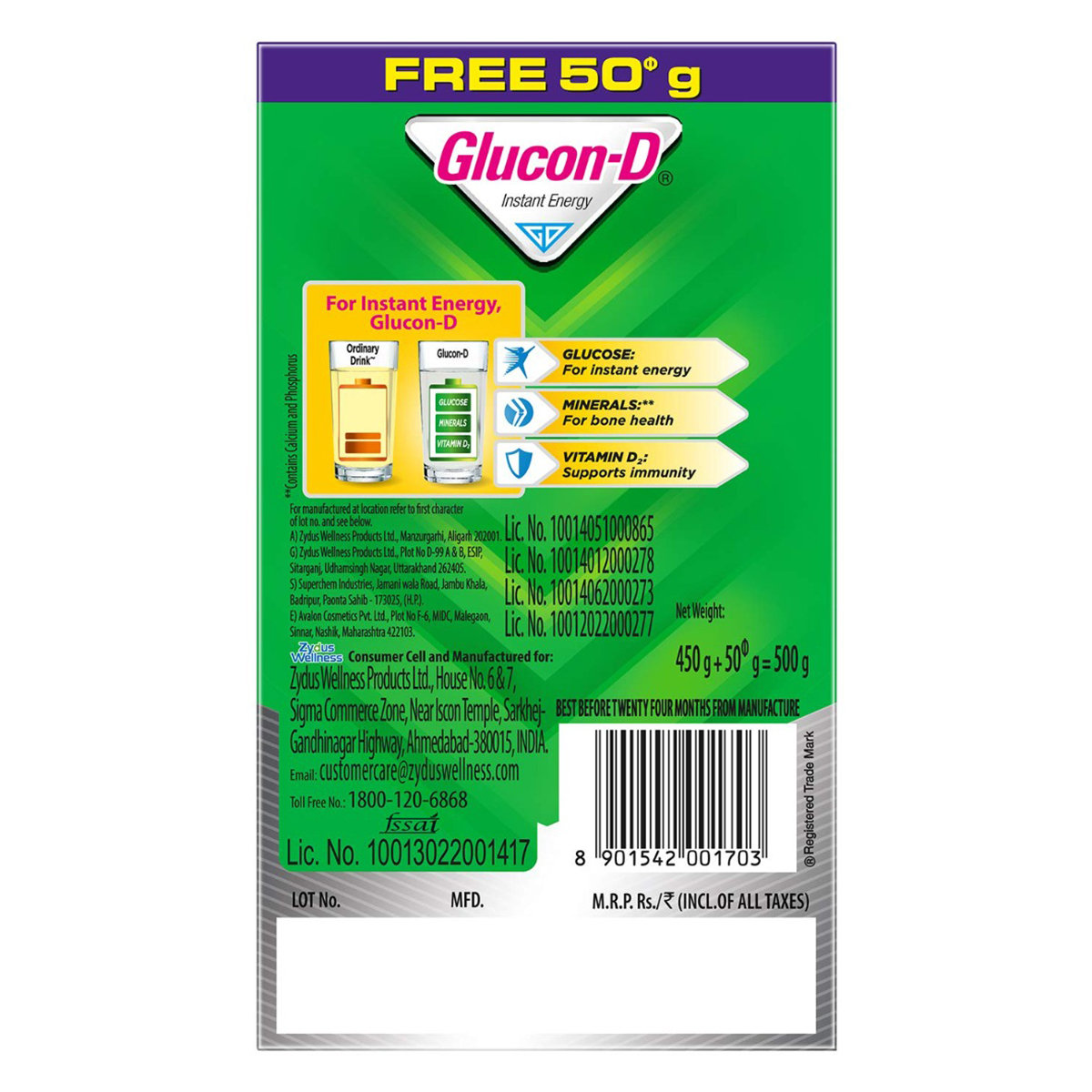 Glucon-D Original Instant Energy Drink Powder, 500 gm Refill Pack, Pack of 1 Glucon-D Original Instant Energy Drink Powder, 500 gm Refill Pack, Pack of 1