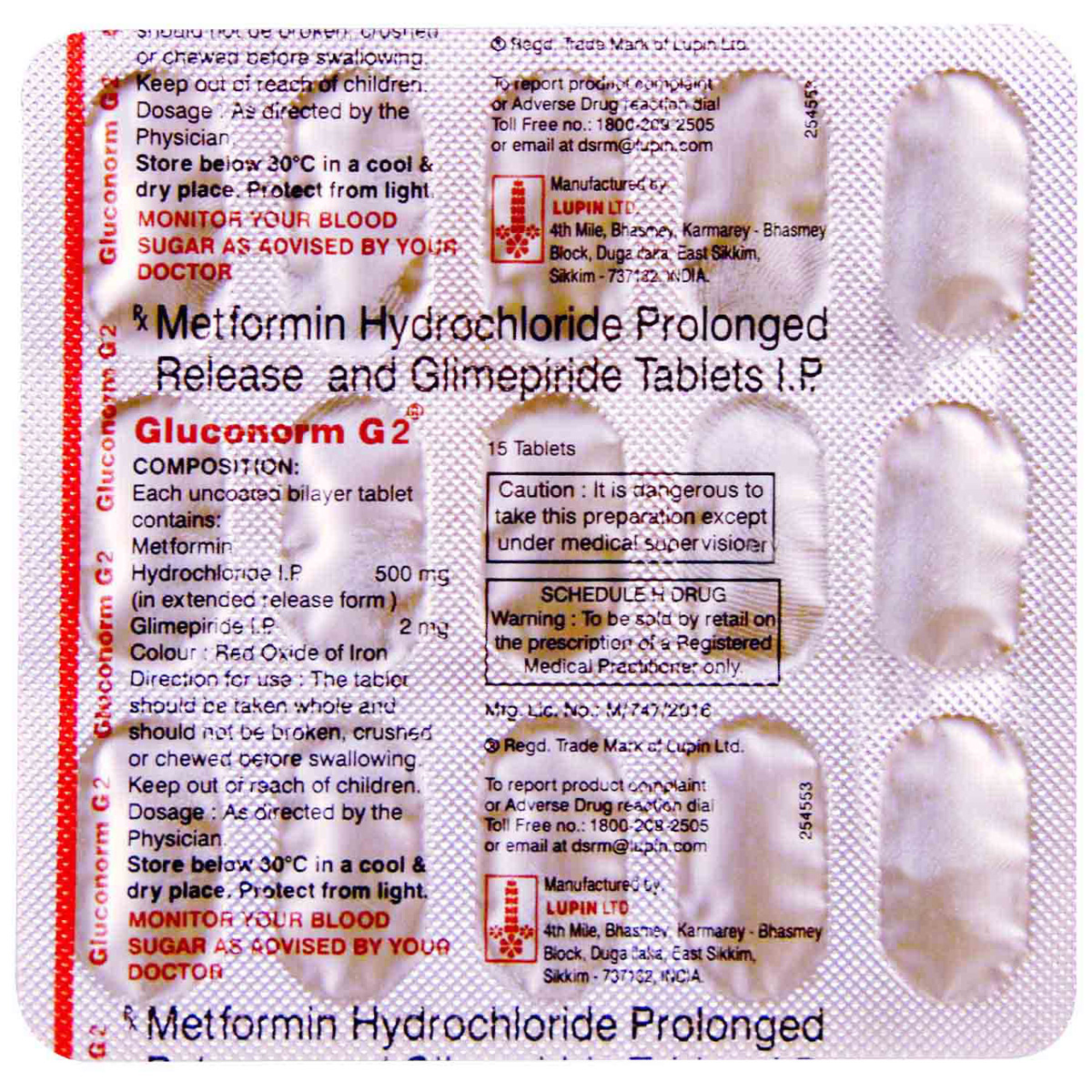 Gluconorm G 2 Tablet 15's, Pack of 15 TABLETS