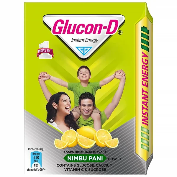 Glucon-D Instant Energy Nimbu Pani Flavour Powder, 125 gm Refill Pack, Pack of 1