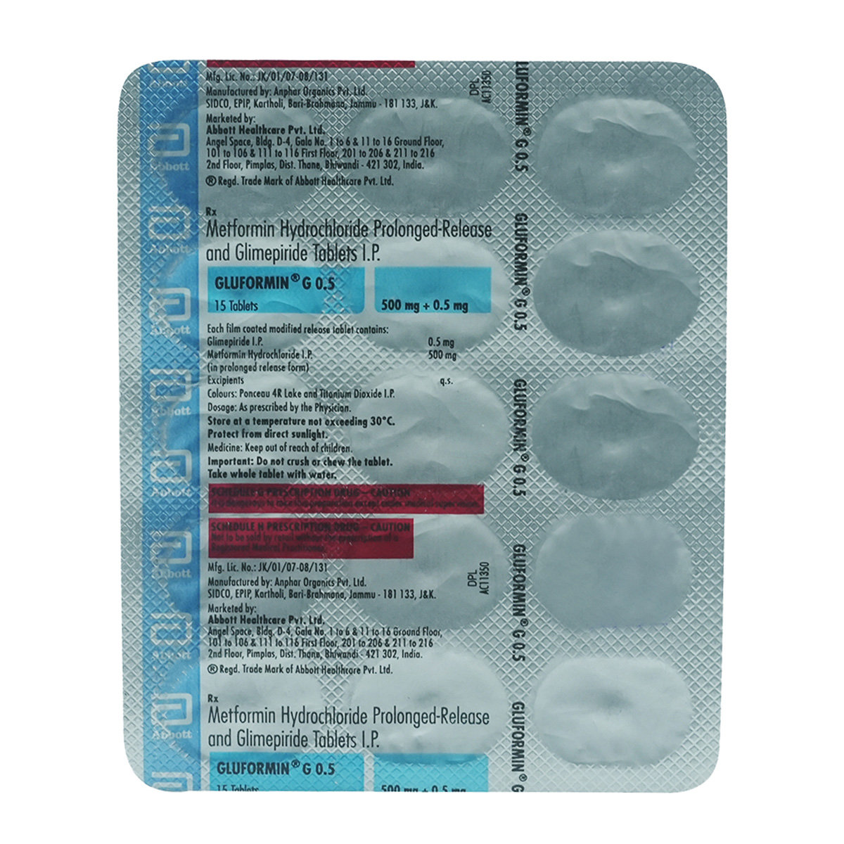 Gluformin G 0.5 Tablet 15's, Pack of 15 TabletS Gluformin G 0.5 Tablet 15's, Pack of 15 TabletS