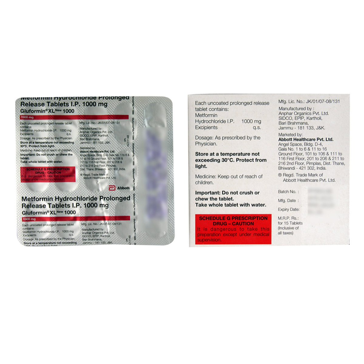 Gluformin XL New 1000 Tablet 15's, Pack of 15 TABLETS Gluformin XL New 1000 Tablet 15's, Pack of 15 TABLETS