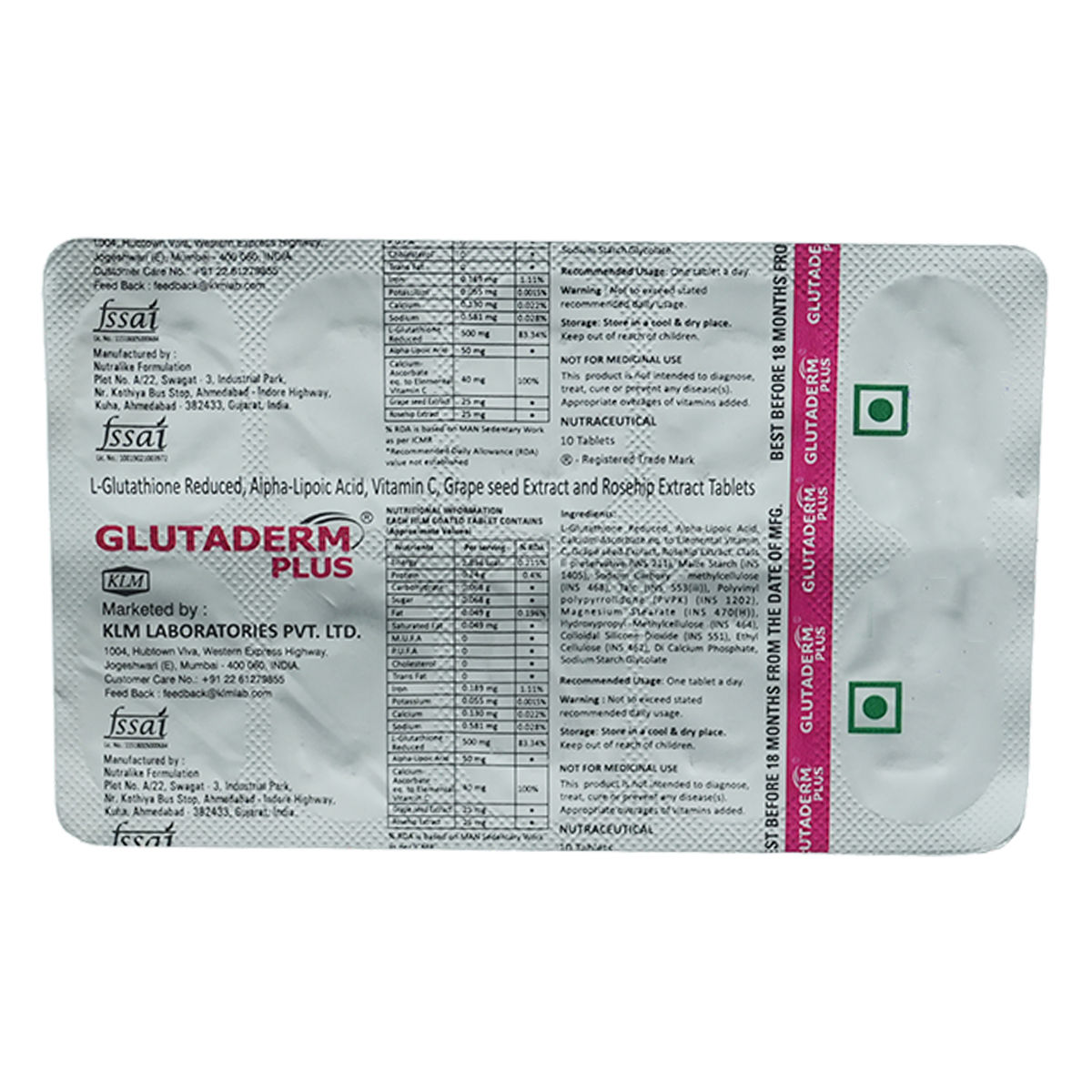 Buy Glutaderm Plus Tablet 10's Online