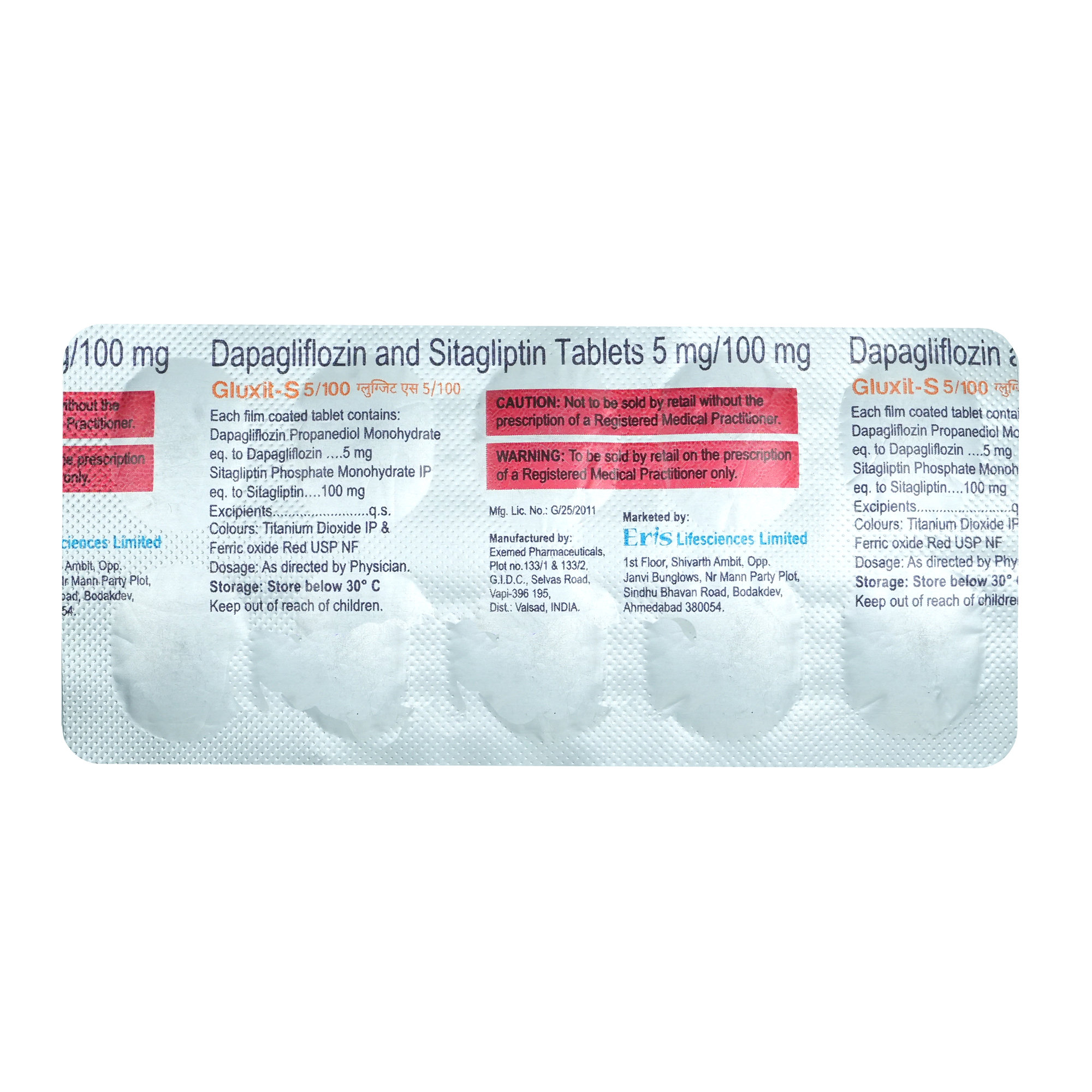 Gluxit-S 5 mg/100 mg Tablet 10's, Pack of 10 Gluxit-S 5 mg/100 mg Tablet 10's, Pack of 10