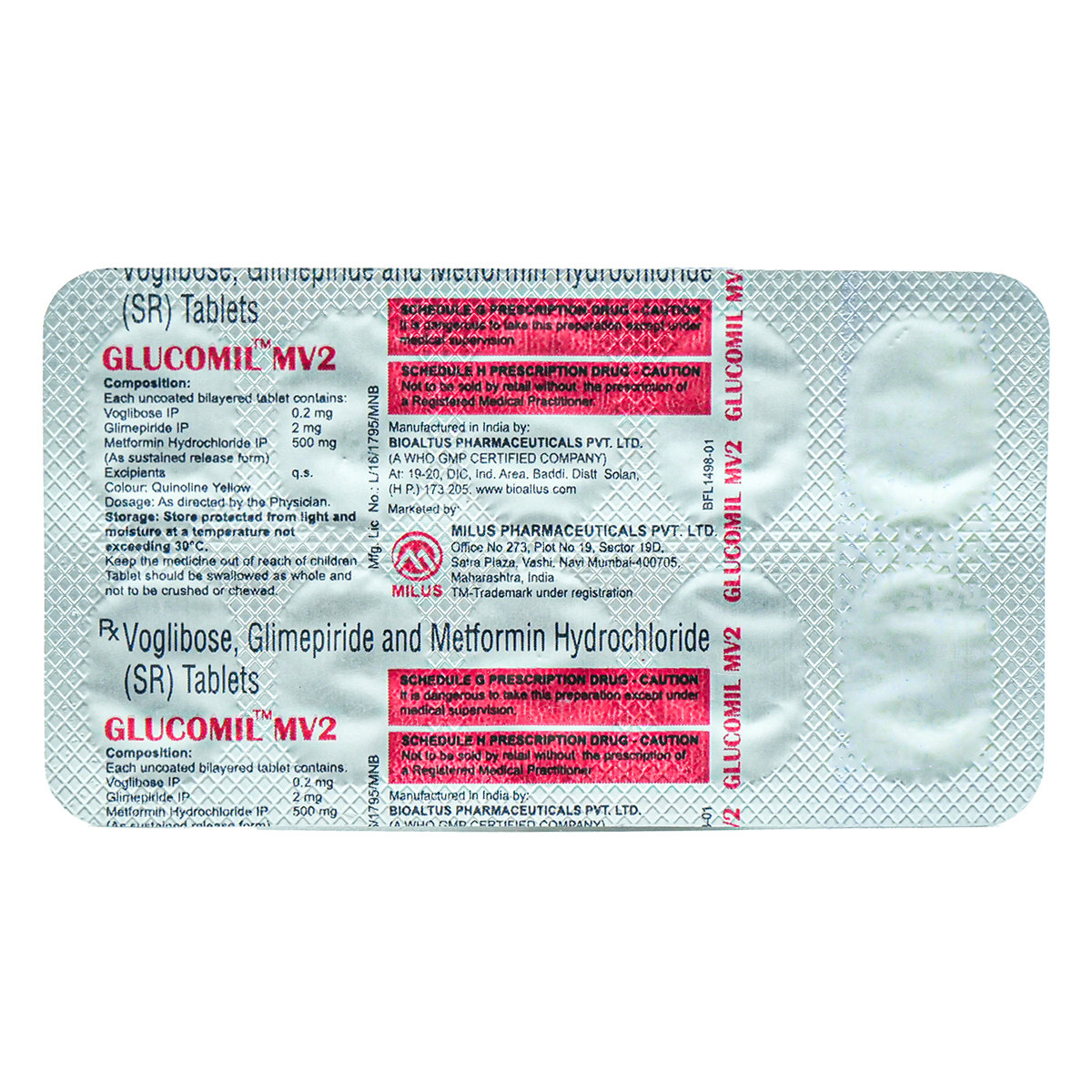 Glucomil MV2 Tablet 10's, Pack of 10 TabletS Glucomil MV2 Tablet 10's, Pack of 10 TabletS