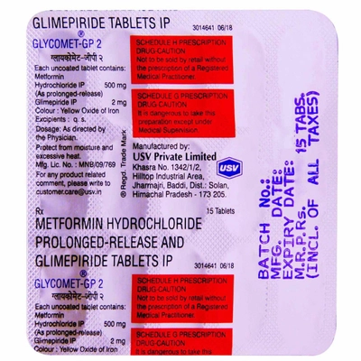 Glycomet-GP 2 Tablet 15's, Pack of 15 TABLETS