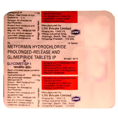 Glycomet-GP 1 Tablet 15's, Pack of 15 TABLETS