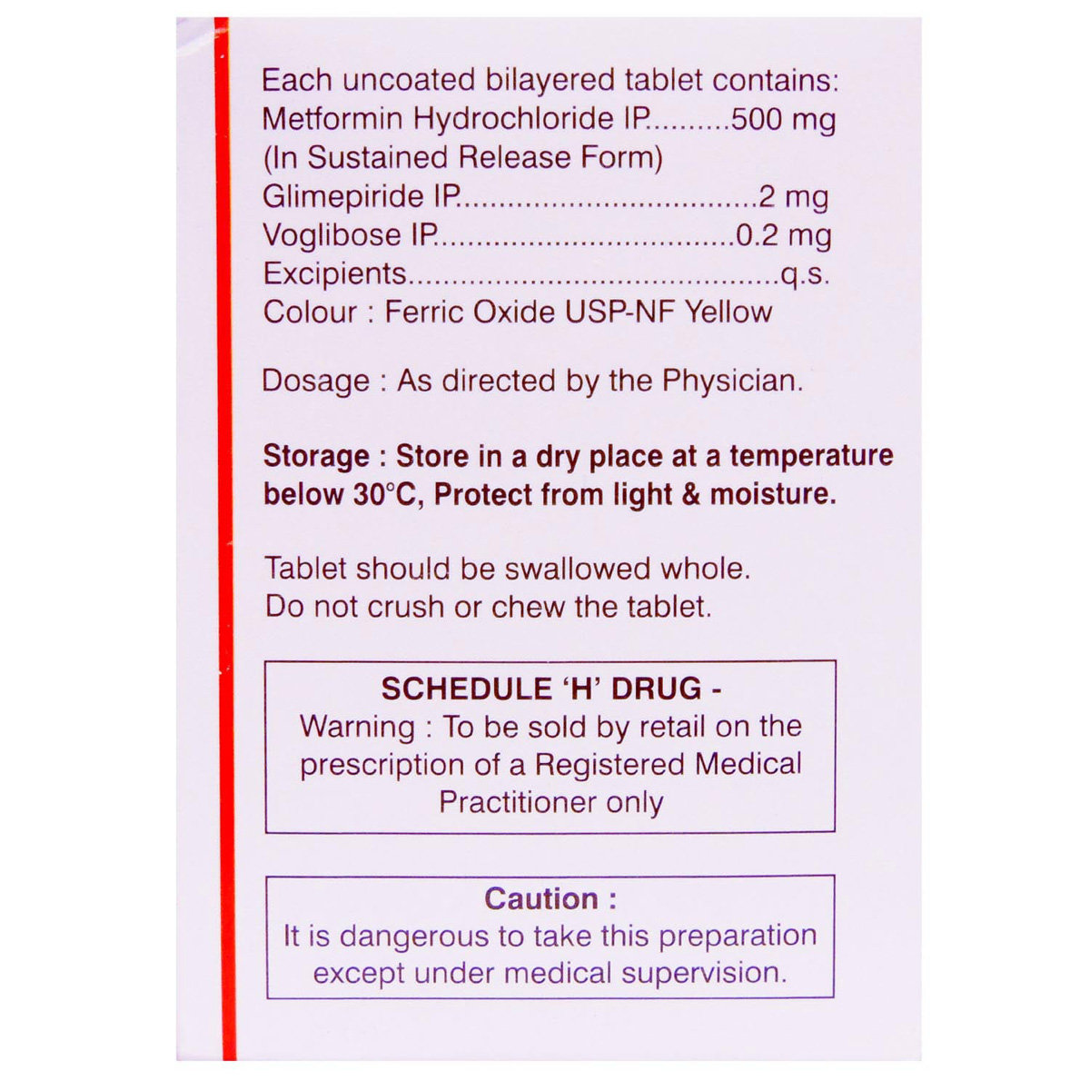 Glycomet Trio 2 Tablet 10's, Pack of 10 TABLETS Glycomet Trio 2 Tablet 10's, Pack of 10 TABLETS