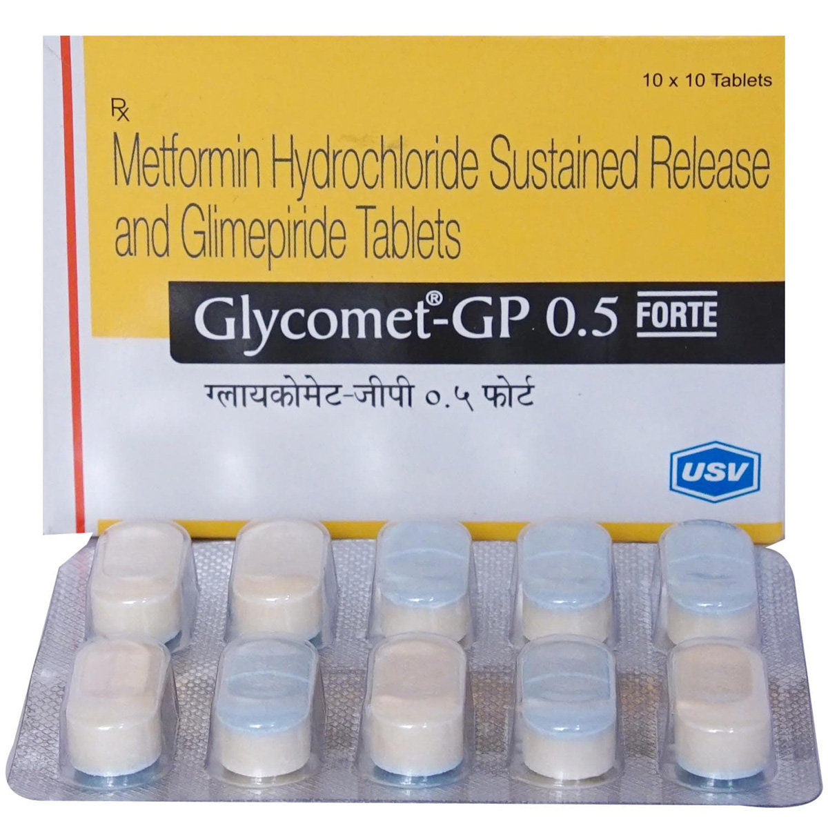 Glycomet-GP 0.5 Forte Tablet 10's, Pack of 10 TABLETS Glycomet-GP 0.5 Forte Tablet 10's, Pack of 10 TABLETS