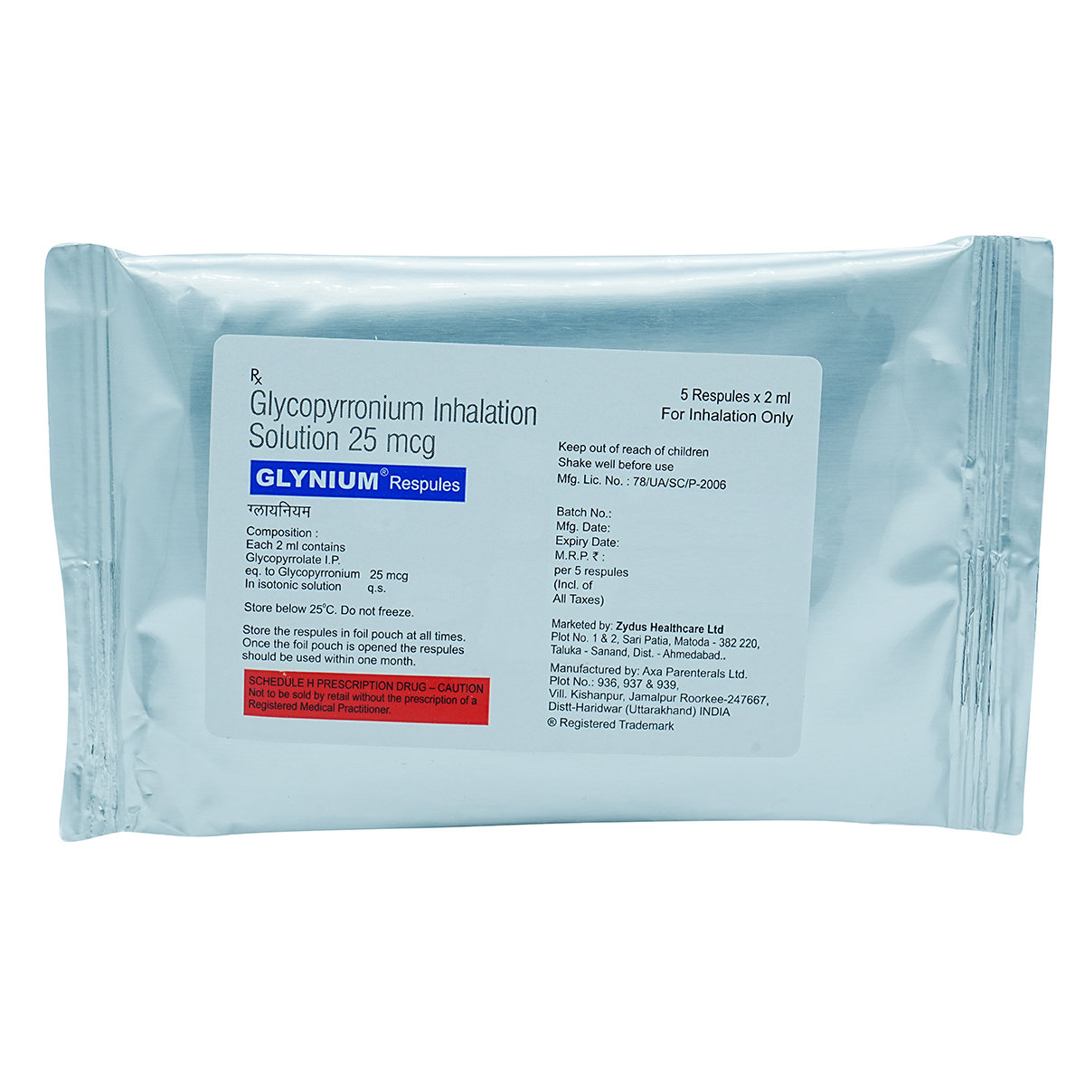 Buy Glynium 25 mcg Respules 5 x 2 ml Online