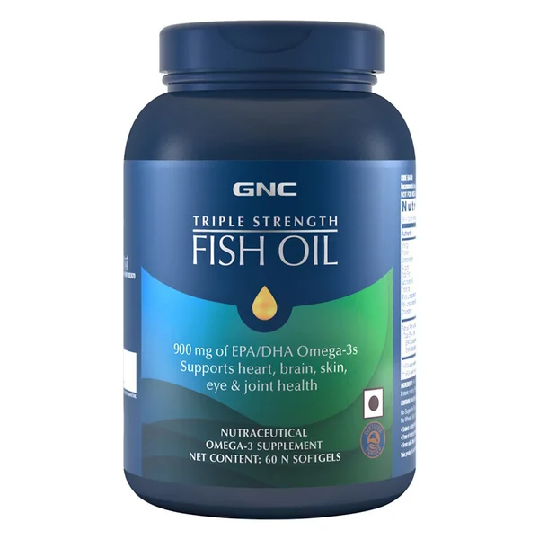 GNC Triple Strength Fish Oil, 60 Capsules, Pack of 1