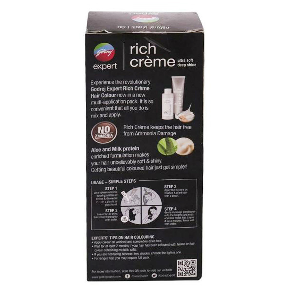 Godrej Expert Rich Creme Shade 1.0 Hair Color, Natrual Black, 50 gm, Pack of 1 Godrej Expert Rich Creme Shade 1.0 Hair Color, Natrual Black, 50 gm, Pack of 1