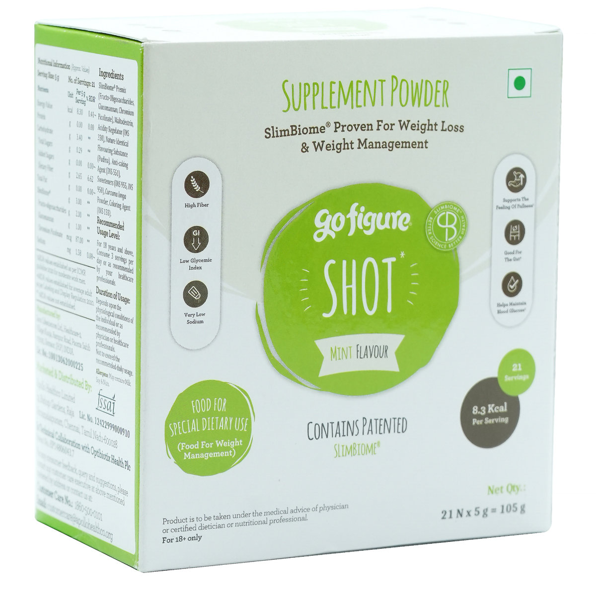GoFigure Weight Management Shot Mint Flavour Powder, 105 gm (21x5 gm), Pack of 1 GoFigure Weight Management Shot Mint Flavour Powder, 105 gm (21x5 gm), Pack of 1