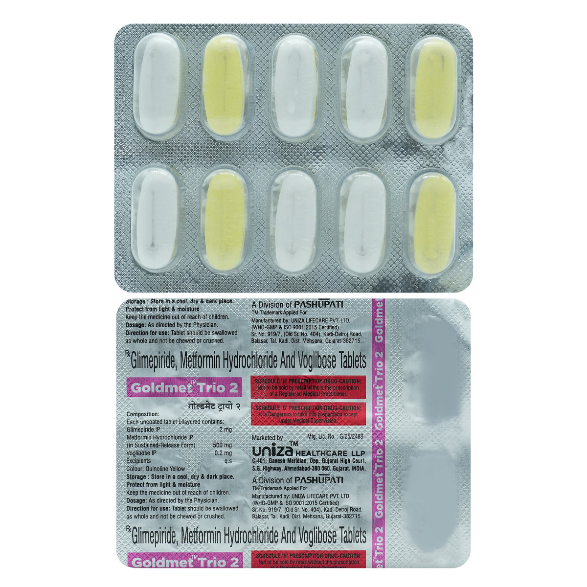Goldmet Trio 2 Tablet 10's, Pack of 10 TabletS Goldmet Trio 2 Tablet 10's, Pack of 10 TabletS