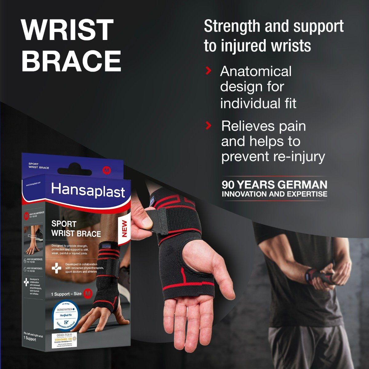 Hansaplast Sport Wrist Brace for Right/Left Wrists Medium, 1 Count, Pack of 1 Hansaplast Sport Wrist Brace for Right/Left Wrists Medium, 1 Count, Pack of 1