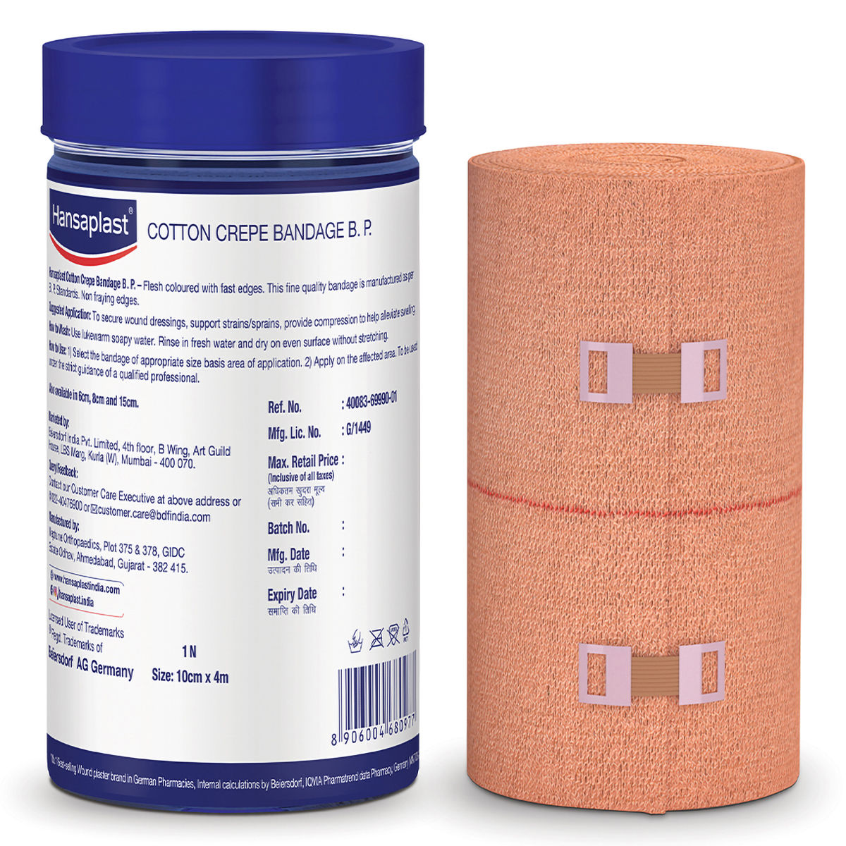 Hansaplast Cotton Crepe Bandage B.P. 10 cm x 4 m, 1 Count, Pack of 1 Hansaplast Cotton Crepe Bandage B.P. 10 cm x 4 m, 1 Count, Pack of 1