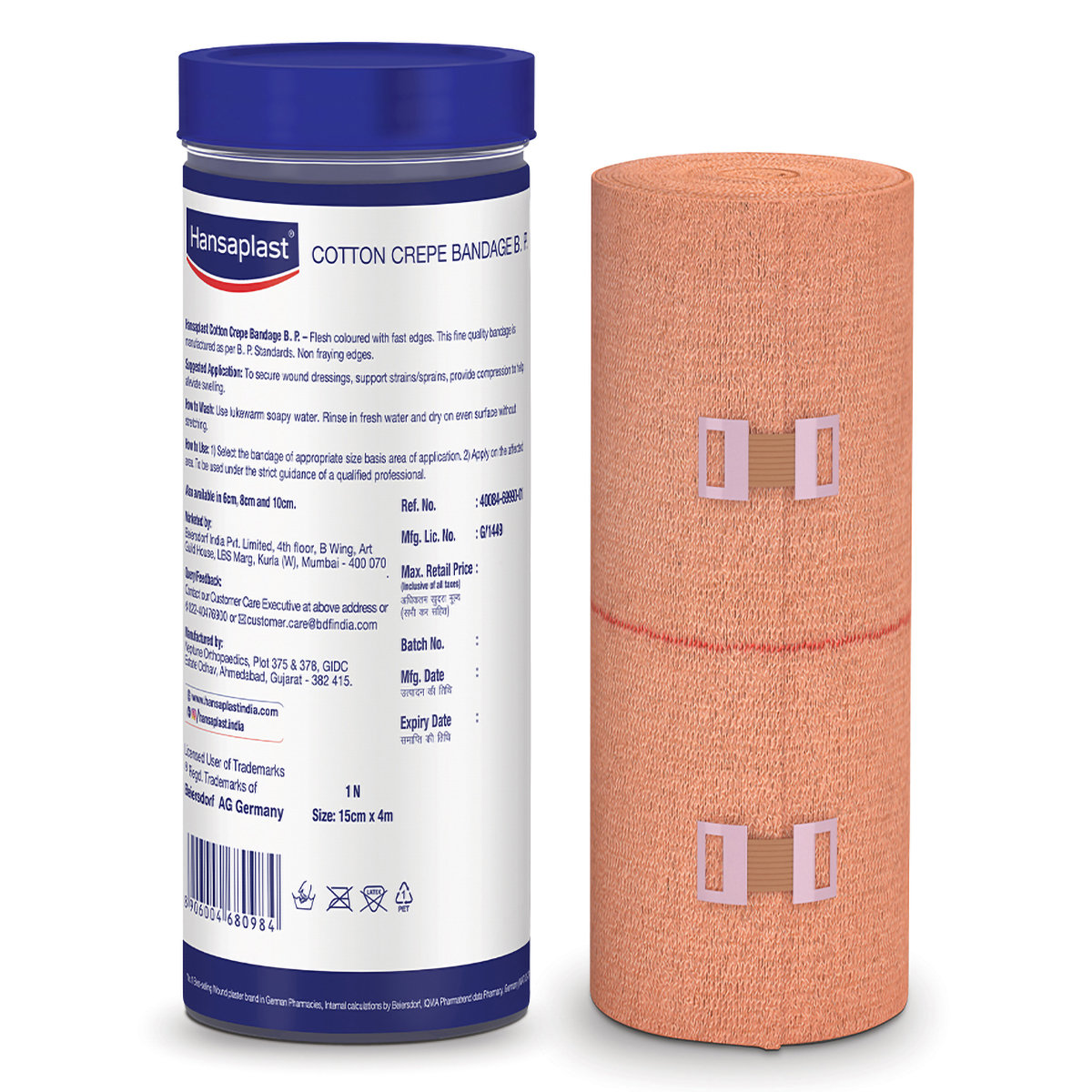 Hansaplast Cotton Crepe Bandage B.P. 15 cm x 4 m, 1 Count, Pack of 1 Hansaplast Cotton Crepe Bandage B.P. 15 cm x 4 m, 1 Count, Pack of 1