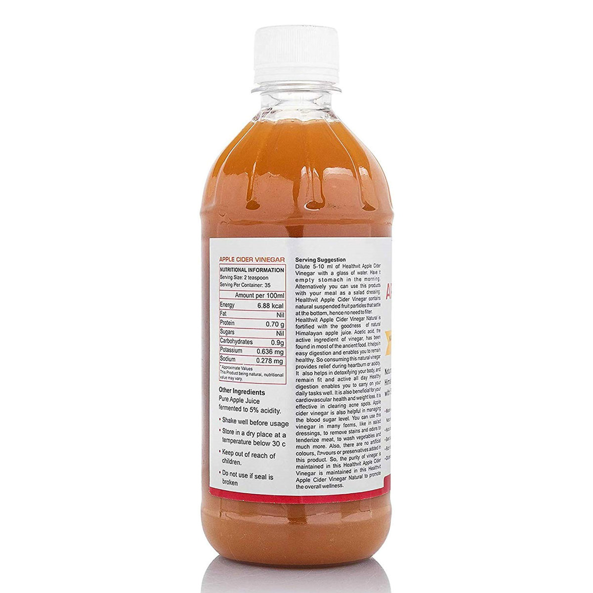 Healthvit Organic Apple Cider Vinegar, 500 ml, Pack of 1 Healthvit Organic Apple Cider Vinegar, 500 ml, Pack of 1