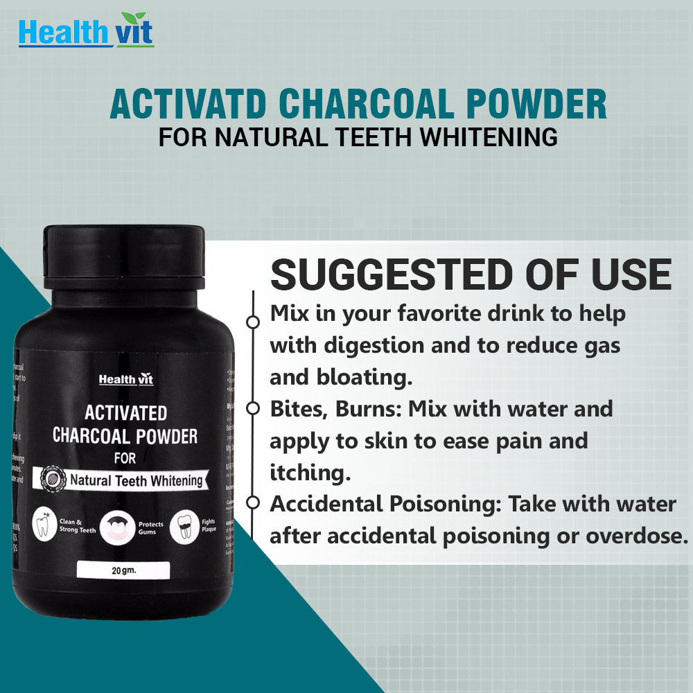 Healthvit Teeth Whitening Charcoal Powder, 20 gm, Pack of 1 Healthvit Teeth Whitening Charcoal Powder, 20 gm, Pack of 1