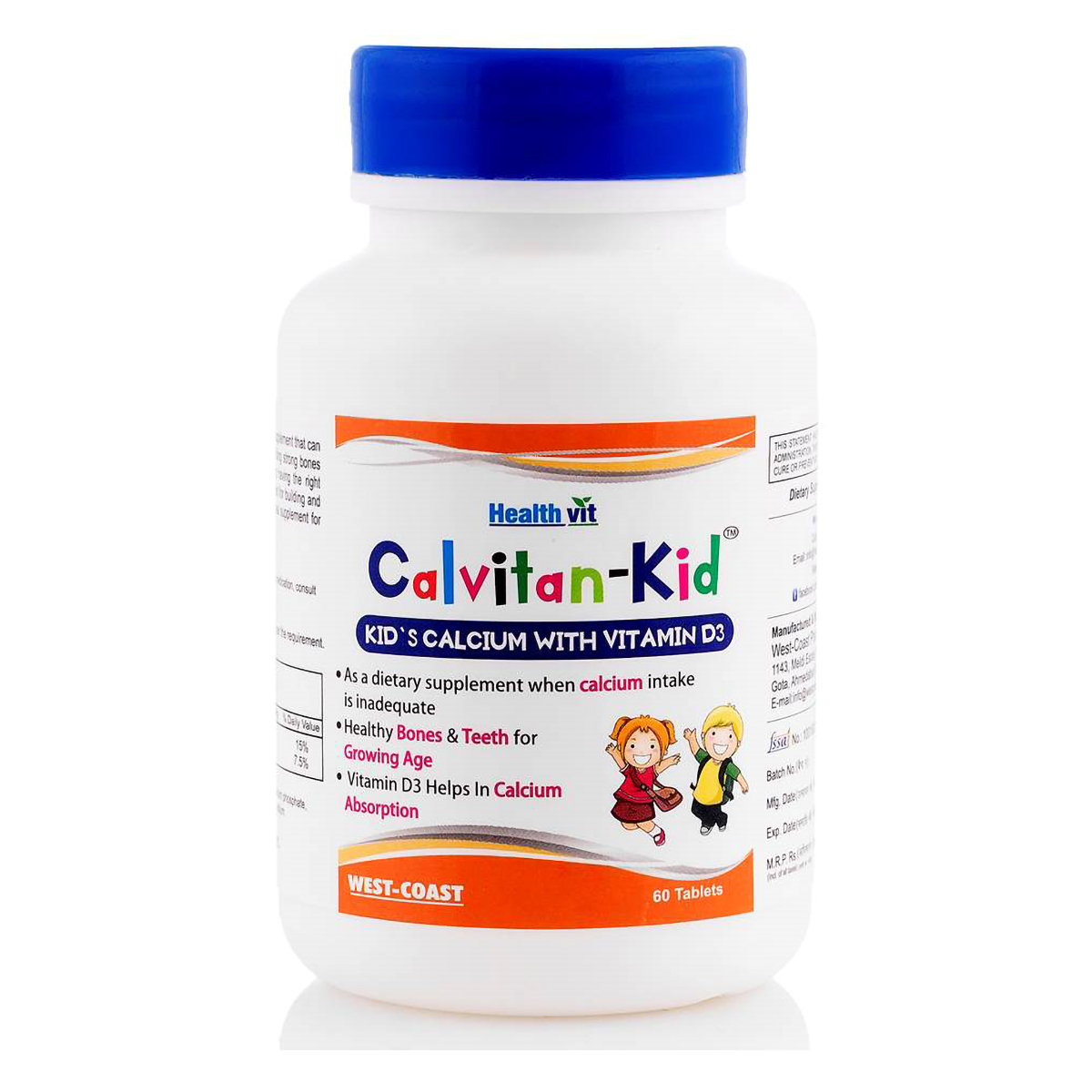 Healthvit Calvitan-Kid Calcium 150 mg & Vitamin D3 30 IU, 60 Tablets, Pack of 1 Healthvit Calvitan-Kid Calcium 150 mg & Vitamin D3 30 IU, 60 Tablets, Pack of 1