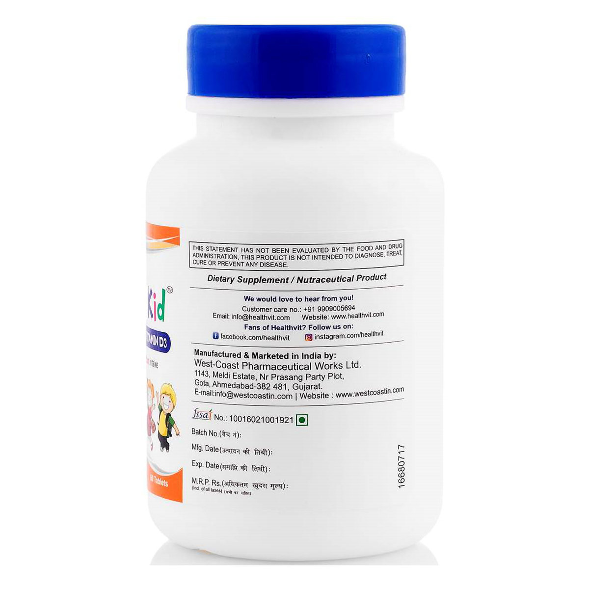 Healthvit Calvitan-Kid Calcium 150 mg & Vitamin D3 30 IU, 60 Tablets, Pack of 1 Healthvit Calvitan-Kid Calcium 150 mg & Vitamin D3 30 IU, 60 Tablets, Pack of 1