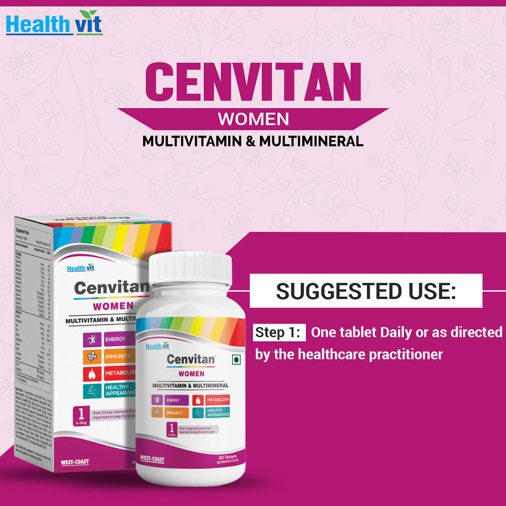 Healthvit Cenvitan Women Multivitamin & Multimineral, 60 Tablets, Pack of 1 Healthvit Cenvitan Women Multivitamin & Multimineral, 60 Tablets, Pack of 1
