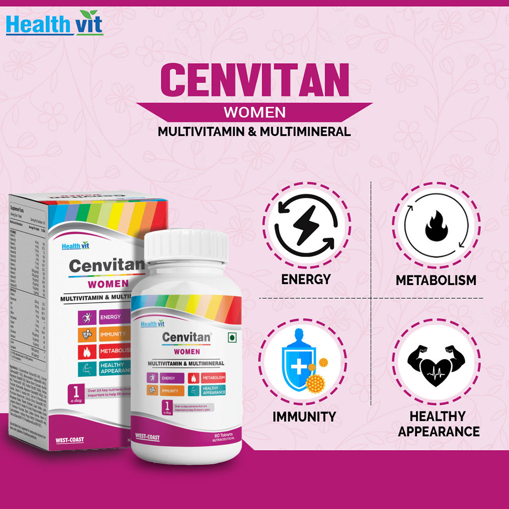 Healthvit Cenvitan Women Multivitamin & Multimineral, 60 Tablets, Pack of 1 Healthvit Cenvitan Women Multivitamin & Multimineral, 60 Tablets, Pack of 1