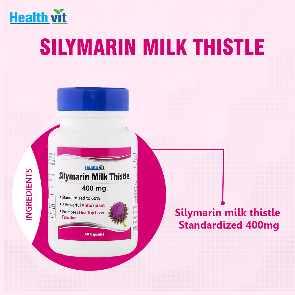 Healthvit Silymarin Milk Thistle 400 mg, 60 Capsules, Pack of 1 Healthvit Silymarin Milk Thistle 400 mg, 60 Capsules, Pack of 1