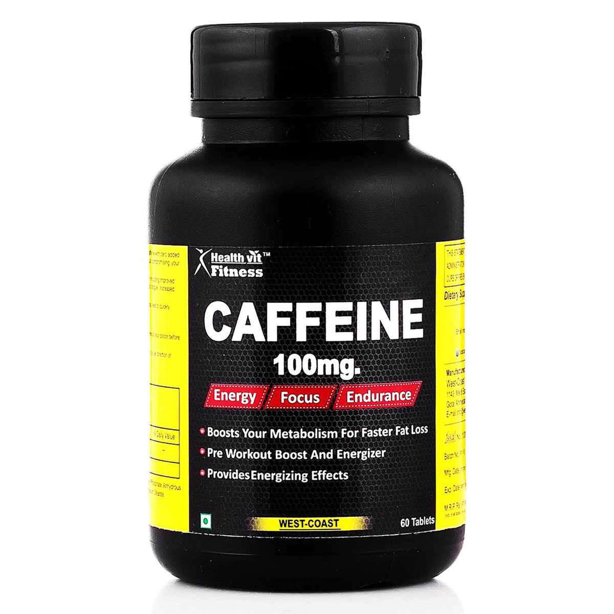 Healthvit Fitness Caffeine 100 mg, 60 Tablets, Pack of 1 Healthvit Fitness Caffeine 100 mg, 60 Tablets, Pack of 1