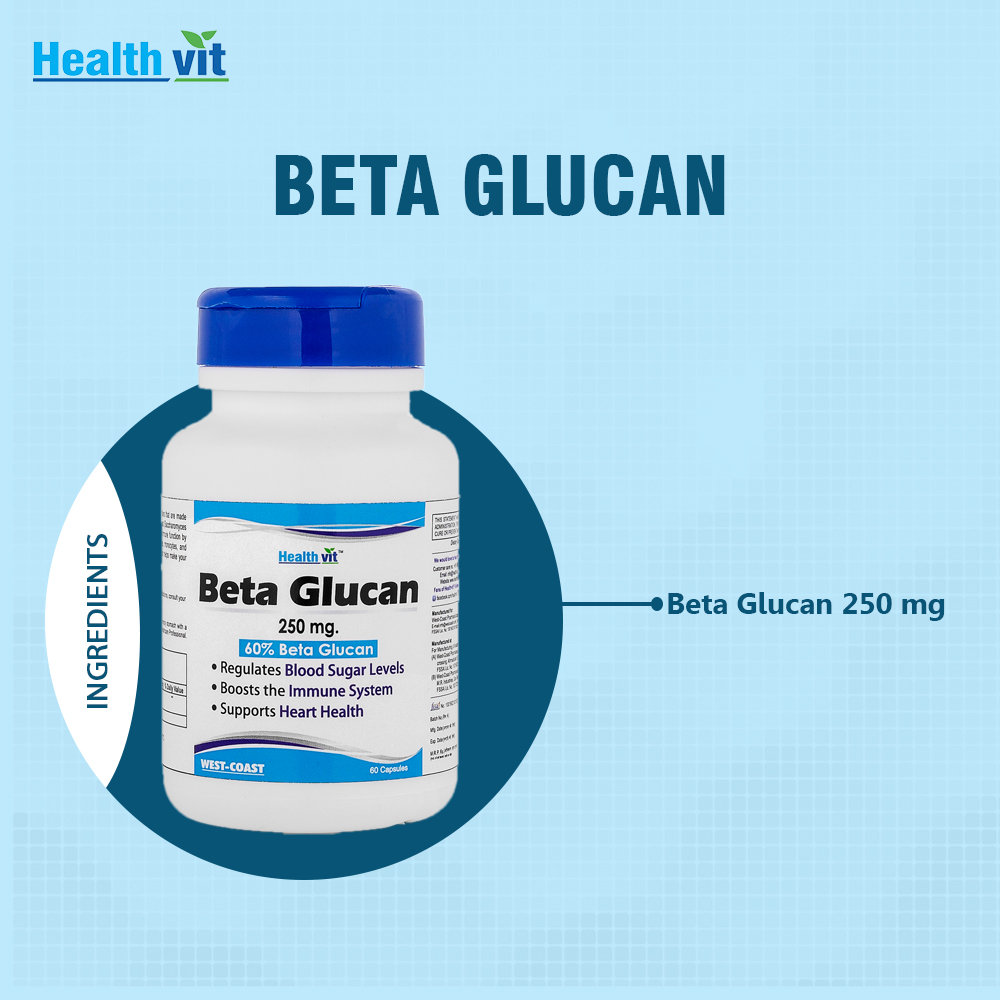 Healthvit Beta Glucan 250 mg, 60 Capsules, Pack of 1 Healthvit Beta Glucan 250 mg, 60 Capsules, Pack of 1