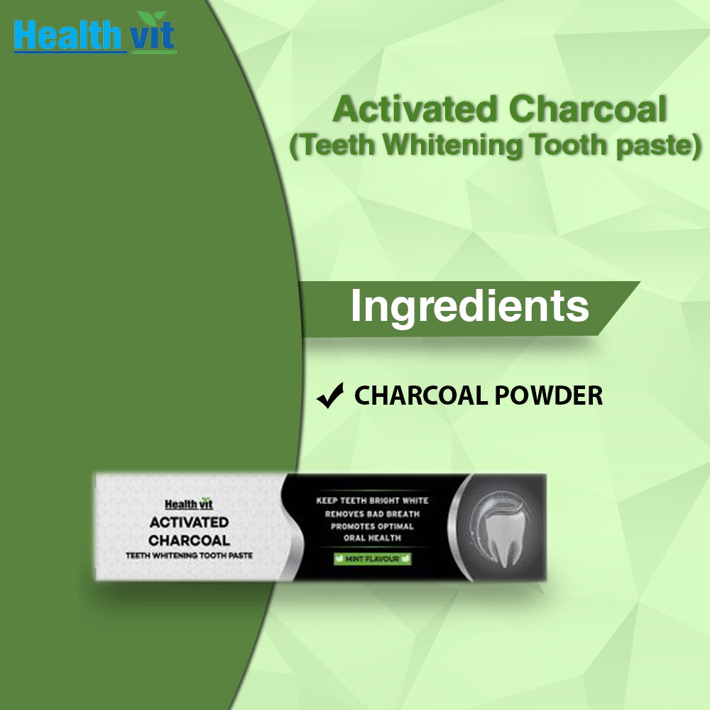 Healthvit Activated Charcoal Mint Flavour Toothpaste, 100 gm, Pack of 1 Healthvit Activated Charcoal Mint Flavour Toothpaste, 100 gm, Pack of 1