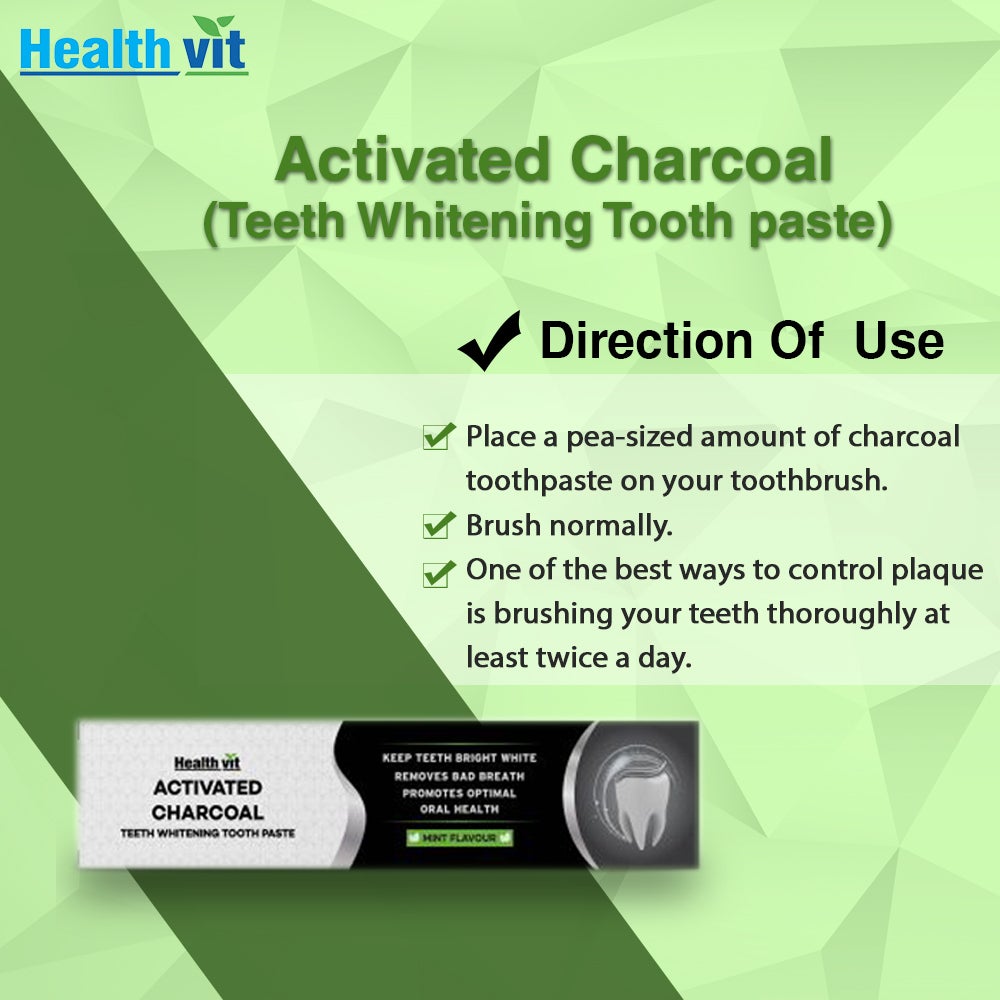 Healthvit Activated Charcoal Mint Flavour Toothpaste, 100 gm, Pack of 1 Healthvit Activated Charcoal Mint Flavour Toothpaste, 100 gm, Pack of 1