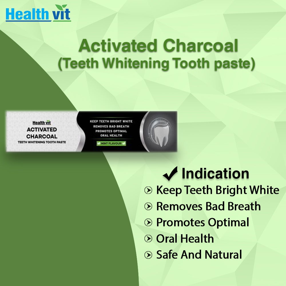 Healthvit Activated Charcoal Mint Flavour Toothpaste, 100 gm, Pack of 1 Healthvit Activated Charcoal Mint Flavour Toothpaste, 100 gm, Pack of 1
