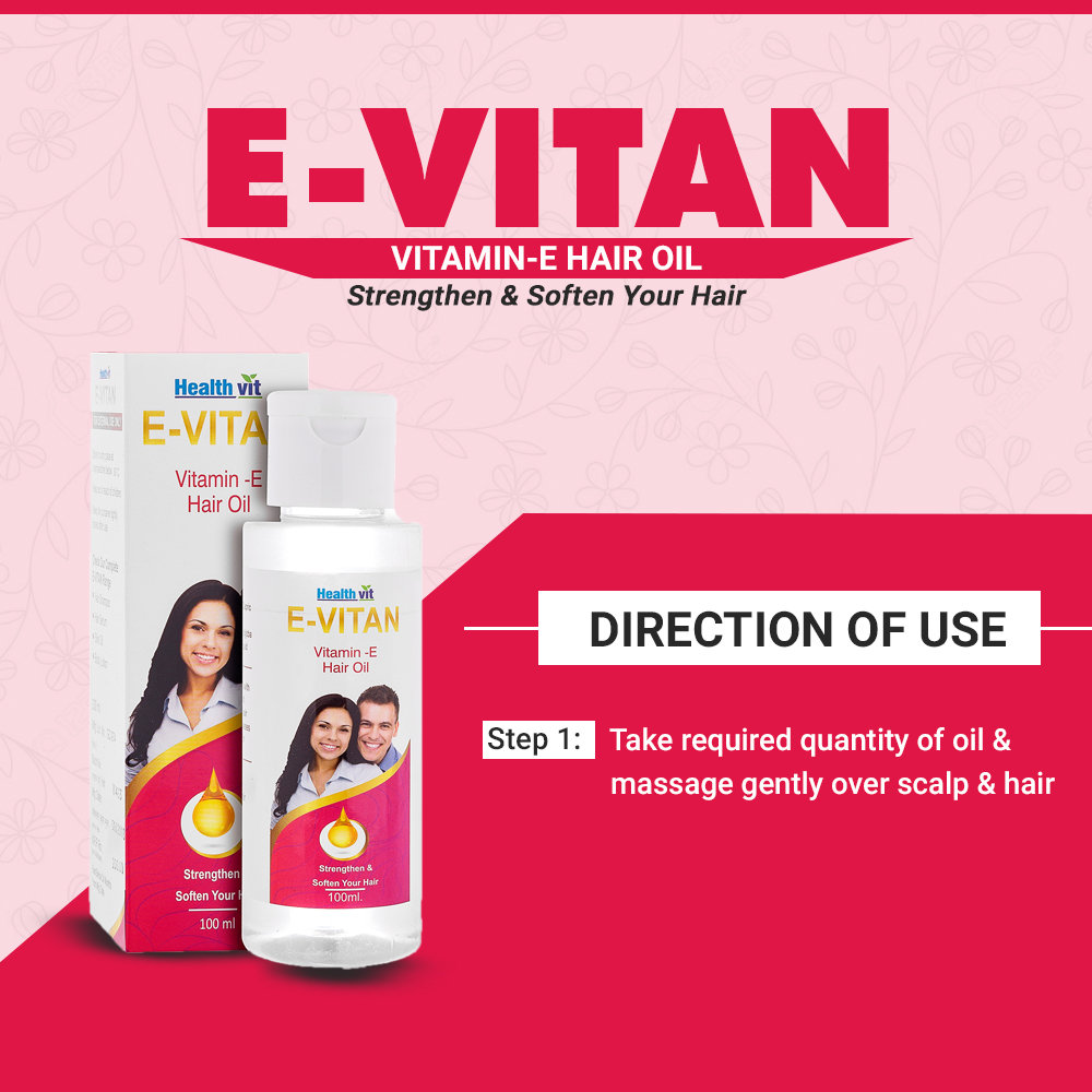 Healthvit E-Vitan Vitamin-E Hair Oil, 100 ml, Pack of 1 Healthvit E-Vitan Vitamin-E Hair Oil, 100 ml, Pack of 1