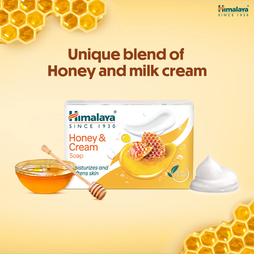 Himalaya Honey & Cream Soap, 75 gm | With Goodness Of Honey & Milk Cream | Moisturises Skin | Makes Skin Soft & Supple, Pack of 1 Himalaya Honey & Cream Soap, 75 gm | With Goodness Of Honey & Milk Cream | Moisturises Skin | Makes Skin Soft & Supple, Pack of 1