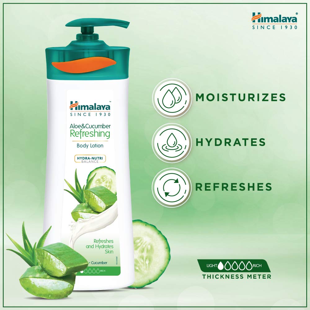 Himalaya Aloe & Cucumber Refreshing Body Lotion 400 ml | Aloe Vera & Cucumber | With Hydra Nutri Balance | Refreshes & Hydrates Skin, Pack of 1 Himalaya Aloe & Cucumber Refreshing Body Lotion 400 ml | Aloe Vera & Cucumber | With Hydra Nutri Balance | Refreshes & Hydrates Skin, Pack of 1