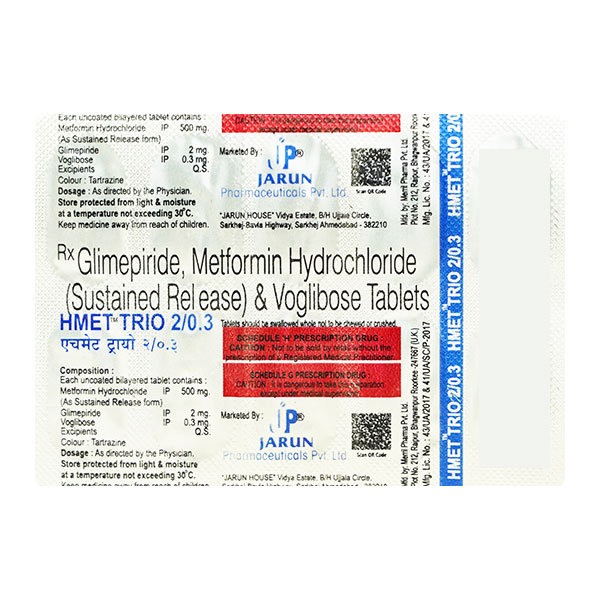 Hmet Trio 2/0.3 Tablet 10's, Pack of 10 TabletS Hmet Trio 2/0.3 Tablet 10's, Pack of 10 TabletS