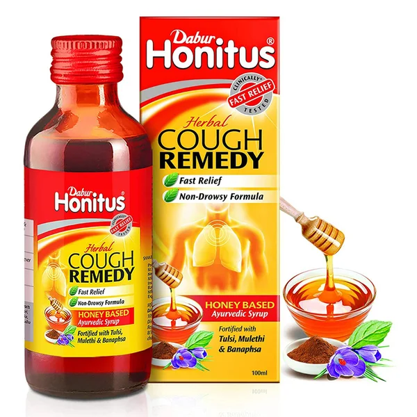 Dabur Honitus Herbal Cough Remedy Syrup, 100 ml, Pack of 1