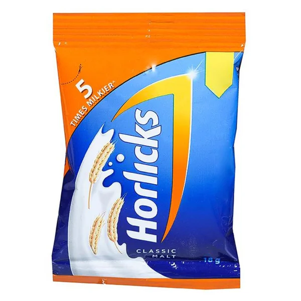 Horlicks Classic Malt Flavour Nutrition Drink Powder 18 gm | Support Immunity | Improves Bone &amp; Muscle Health | Healthy Weight Gain, Pack of 1