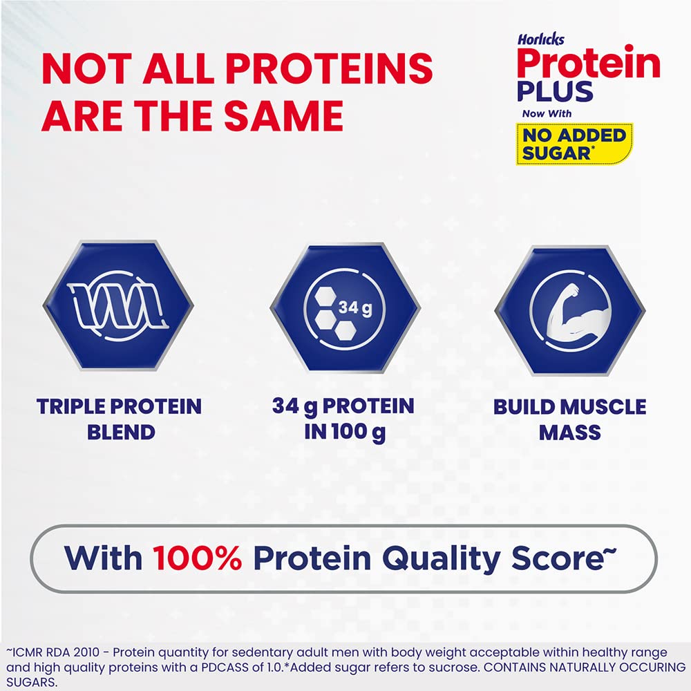 Horlicks Protein Plus Vanilla Flavour Nutrition Powder 400 gm | Triple Protein Blend Of Soy, Whey, Casein | Helps To Build Muscle Mass, Pack of 1 Horlicks Protein Plus Vanilla Flavour Nutrition Powder 400 gm | Triple Protein Blend Of Soy, Whey, Casein | Helps To Build Muscle Mass, Pack of 1