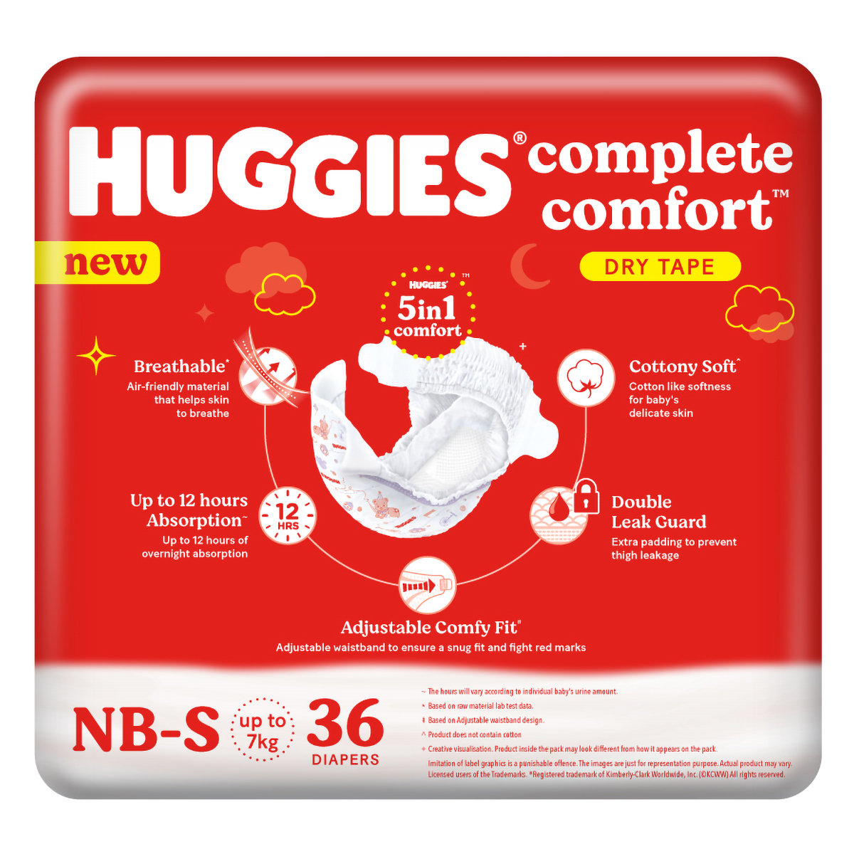 Huggies Complete Comfort Dry Tape Baby Diapers New Born-Small, 36 Count, Pack of 1 Huggies Complete Comfort Dry Tape Baby Diapers New Born-Small, 36 Count, Pack of 1