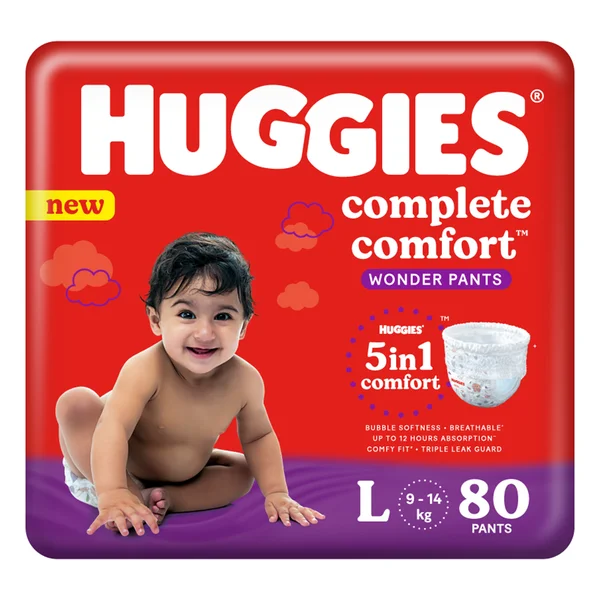 Huggies Complete Comfort Wonder Baby Diaper Pants Large, 80 Count, Pack of 1