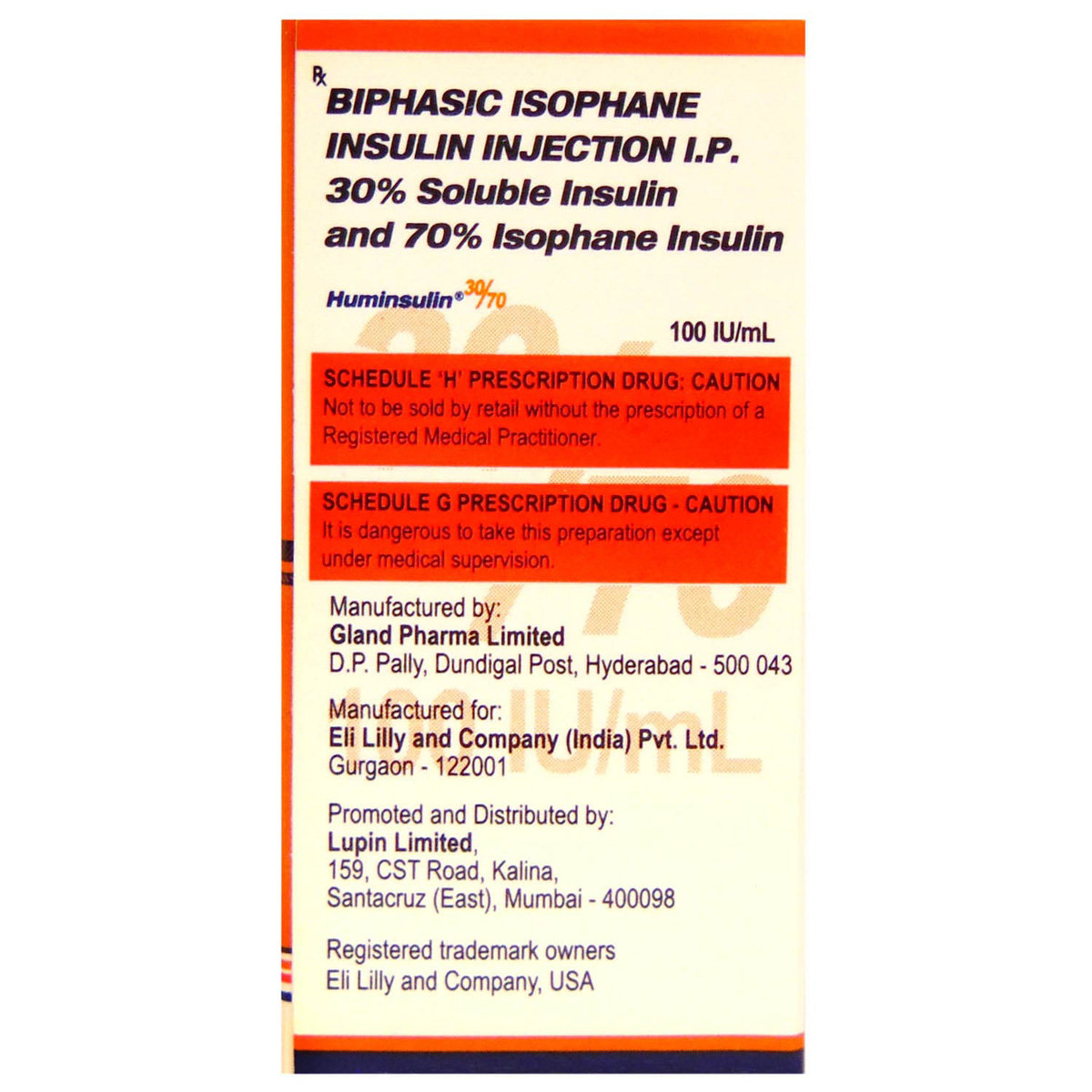 Huminsulin 30/70 100IU/ml Injection 10 ml, Pack of 1 INJECTION Huminsulin 30/70 100IU/ml Injection 10 ml, Pack of 1 INJECTION