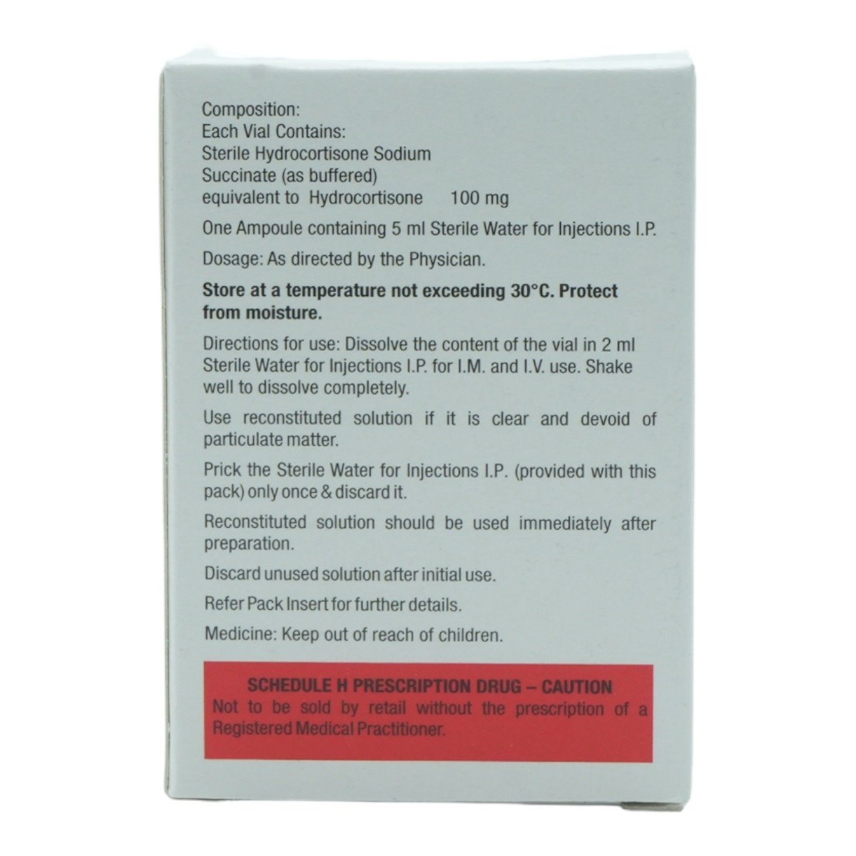 Hydrocort 100 mg Injection 1's, Pack of 1 Injection Hydrocort 100 mg Injection 1's, Pack of 1 Injection