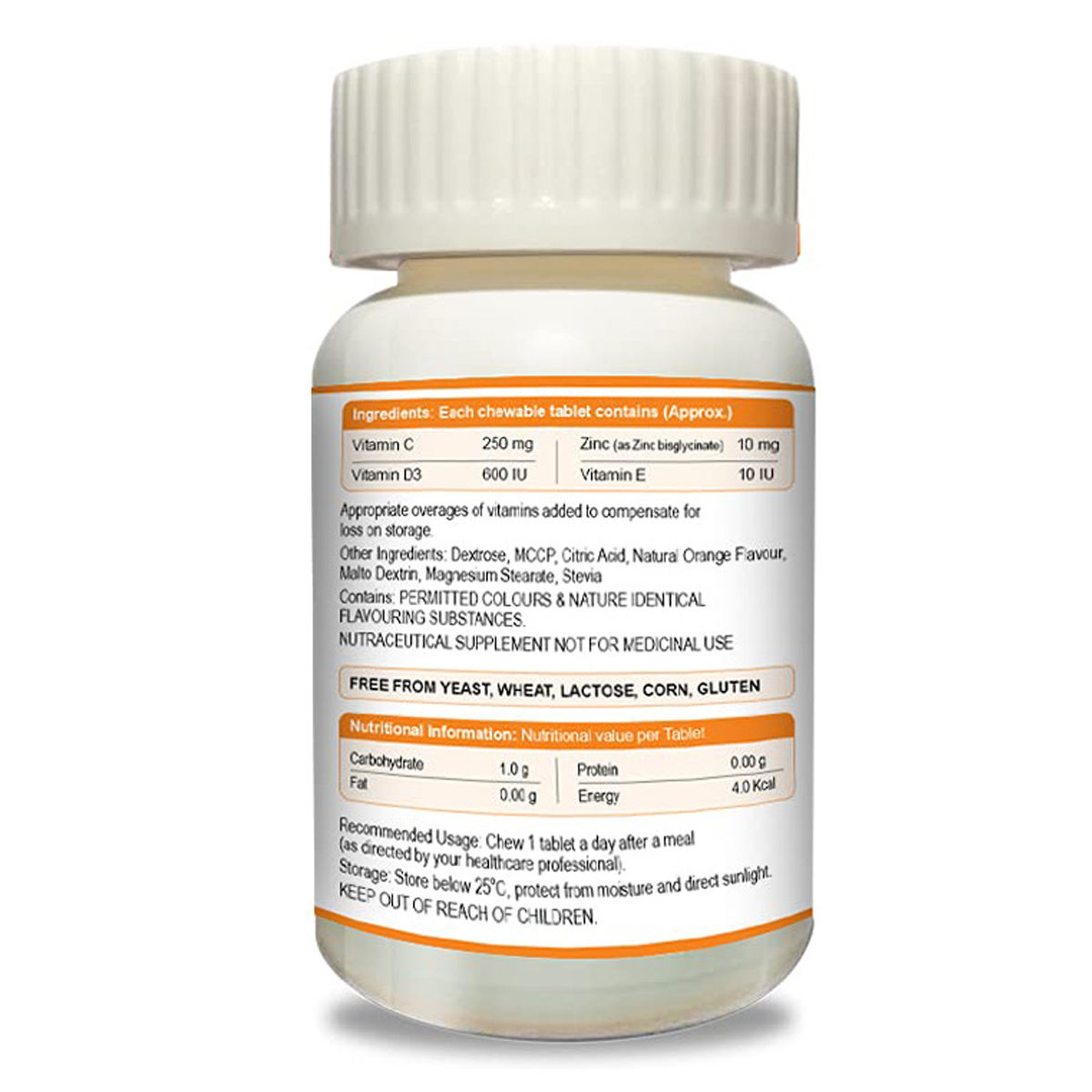 Imunbites Sugar Free Orange Flavored Chewable, 30 Tablets, Pack of 1 Imunbites Sugar Free Orange Flavored Chewable, 30 Tablets, Pack of 1