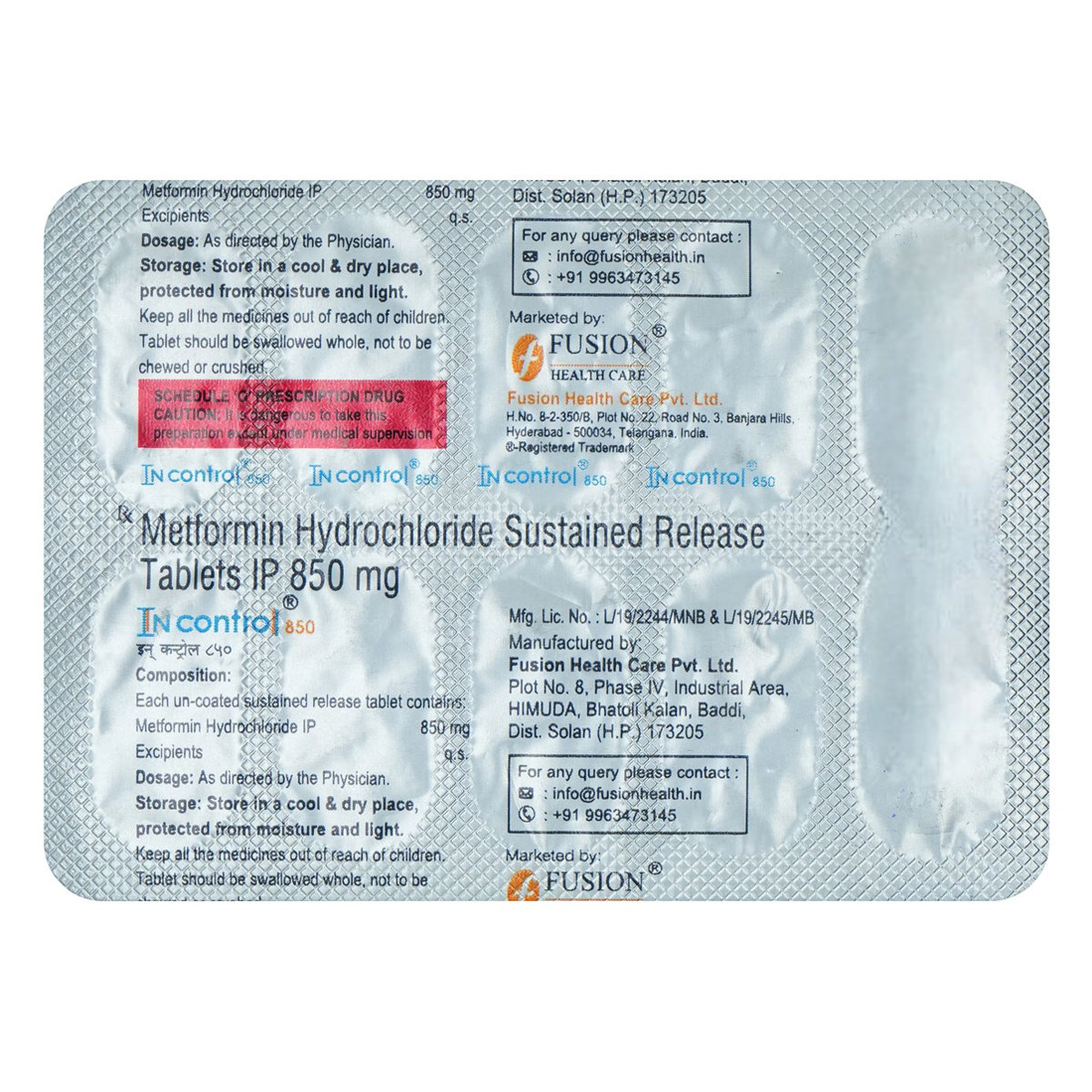 Incontrol 850 mg Tablet 10's, Pack of 10 TABLETS Incontrol 850 mg Tablet 10's, Pack of 10 TABLETS