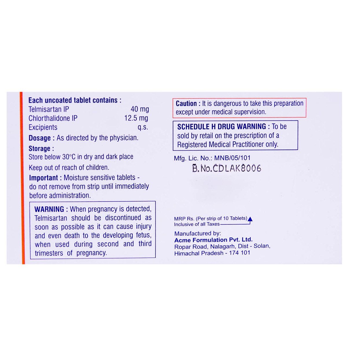 Inditel CH 40 Tablet 10's, Pack of 10 Inditel CH 40 Tablet 10's, Pack of 10